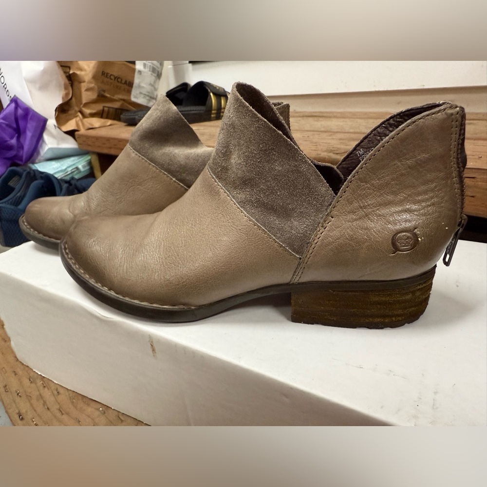 Born Tan Ankle Booties with Suede Finish